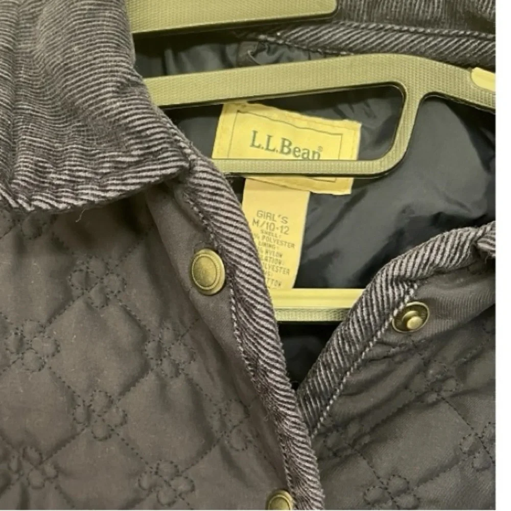 L.L. Bean Girls Quilted‎ Barn Jacket Navy Blue w/ Corduroy Trim M (10–12)